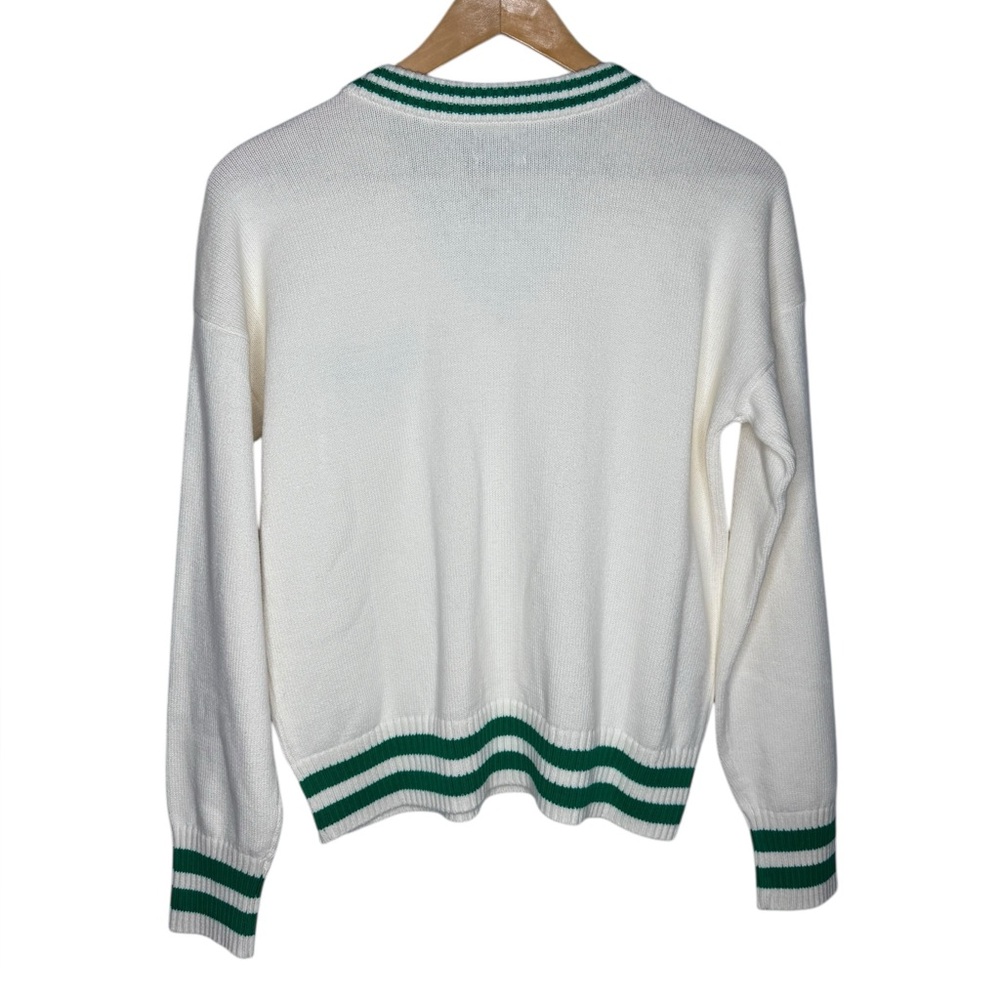 Lands End Women's Drifter Varsity Vneck Tennis Sweater with Crest XS/S - Picture 7 of 8